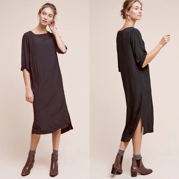 Anthropologie Holding Horses Greaca Midi Dress Dark Green Size L - Picture 1 of 5